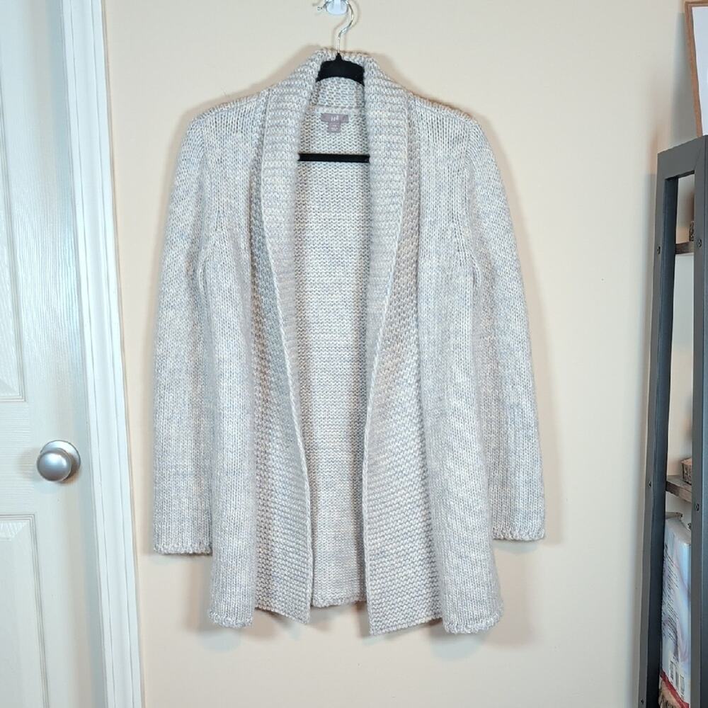 J. Jill Chunky Alpaca Blend Gray Knit Cardigan Sweater